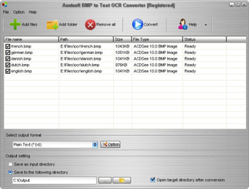 Aostsoft BMP to Text OCR Converter screenshot