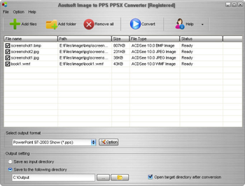 Aostsoft Image to PPS PPSX Converter screenshot