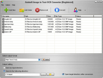 Aostsoft Image to Text OCR Converter screenshot