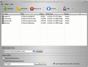 Aostsoft Image to Word OCR Converter screenshot