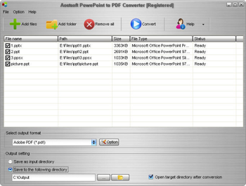 Aostsoft PowerPoint to PDF Converter screenshot