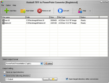 Aostsoft TIFF to PowerPoint Converter screenshot