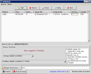 APE2ALAC screenshot