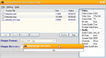 ApecSoft AVI 3GP Joiner screenshot