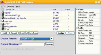 ApecSoft AVI 3GP Joiner screenshot 2