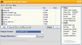 ApecSoft AVI 3GP Joiner screenshot 3