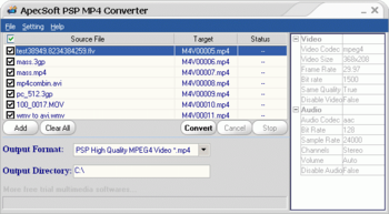 ApecSoft PSP MP4 Converter screenshot 2