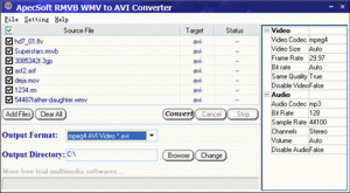 ApecSoft RMVB WMV to AVI Converter screenshot 3