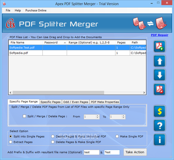 Apex PDF Splitter Merger screenshot