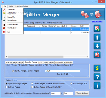 Apex PDF Splitter Merger screenshot 2
