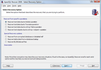 Apex SQL Recover screenshot
