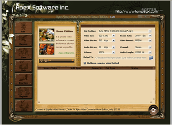 Apex Zune Video Converter Home Edition screenshot 3