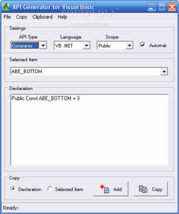 API Generator for Visual Basic screenshot