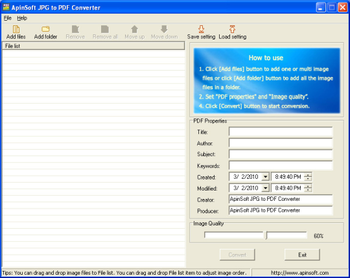 ApinSoft JPG to PDF Converter screenshot