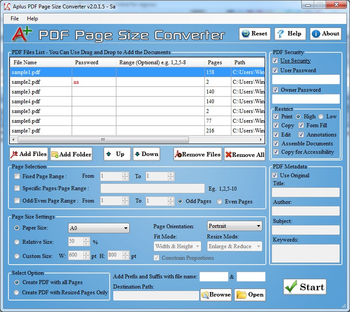 Aplus Change PDF Page Size screenshot