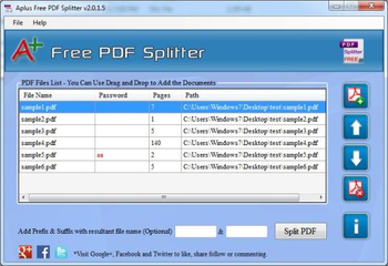 Aplus Free PDF Splitter screenshot