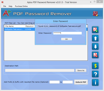 Aplus PDF Password Remover screenshot 2