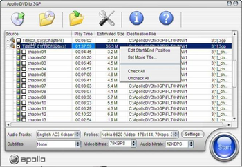 Apollo DVD to 3GP screenshot 3