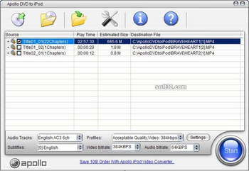 Apollo DVD to iPod screenshot 3