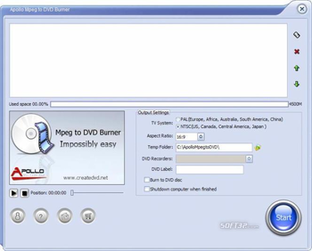 Apollo MPEG to DVD Burner screenshot 2