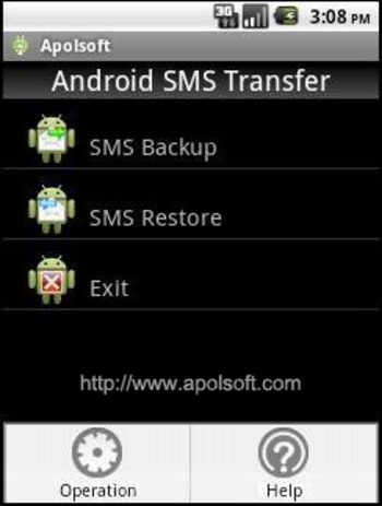 Apolsoft Android SMS Transfer screenshot