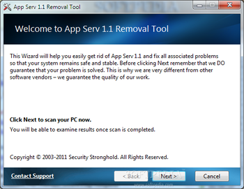 App Serv 1.1 Removal Tool screenshot