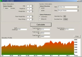 Appalachian Trail Calorie Counter screenshot