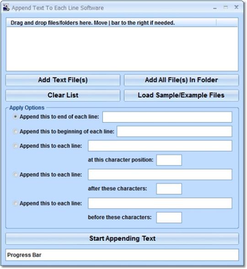 Append Text To Each Line Software screenshot