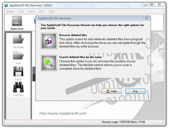 AppleXsoft Windows File Recovery screenshot