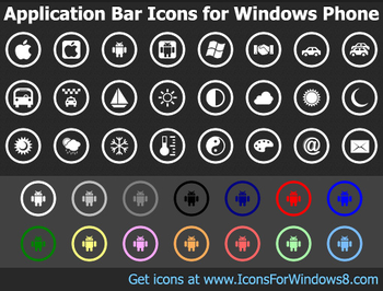 Application Bar Icons for Windows Phone screenshot