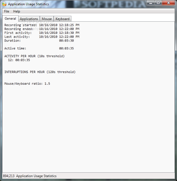 Application Usage Statistics screenshot