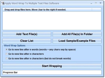 Apply Word Wrap To Multiple Text Files Software screenshot