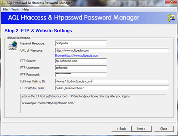 AQL htpasswd & htaccess Password Manager screenshot 2
