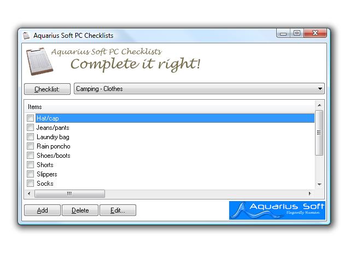 Aquarius Soft PC Checklists screenshot