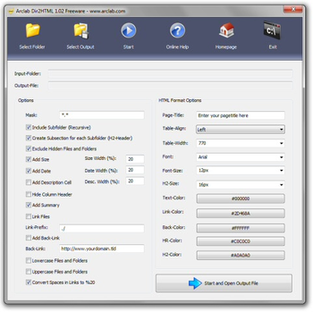 Arclab Dir2HTML screenshot
