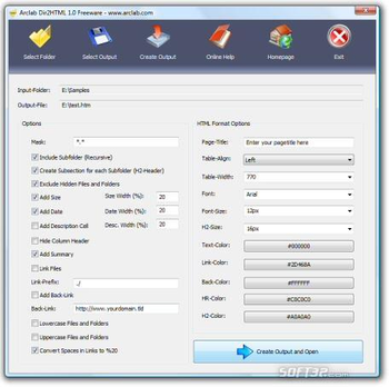 Arclab Dir2HTML screenshot 2