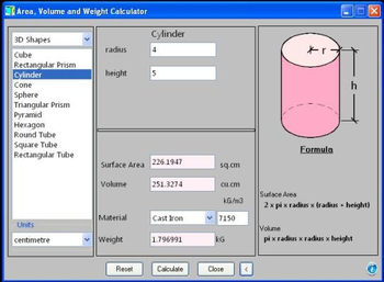 Area Volume and Weight Calculator screenshot 2