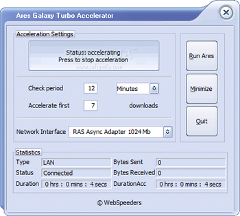 Ares Galaxy Turbo Accelerator screenshot