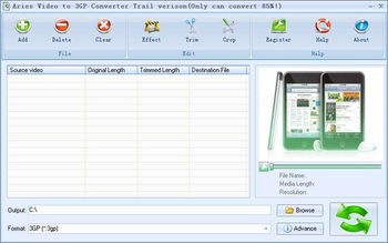 Aries Video to 3GP Converter screenshot 3