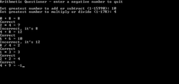 Arithmetic Questioner screenshot