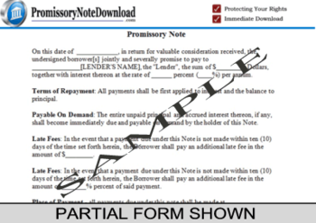 Arizona Promissory Note screenshot