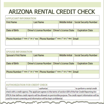 Arizona Rental Credit Check screenshot