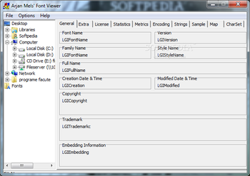 Arjan Mels' Font Viewer screenshot