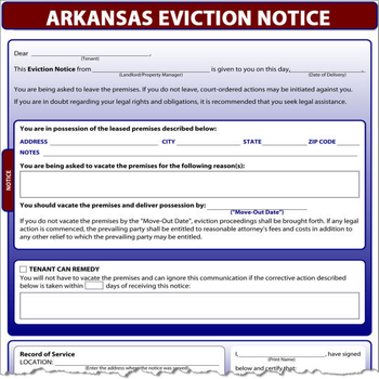 Arkansas Eviction Notice screenshot