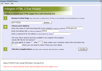 Arlington HTML2EXE Wizard screenshot