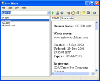 Arm Whois screenshot