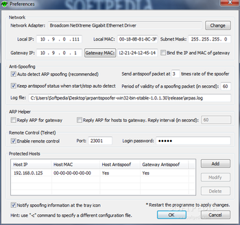 ARP AntiSpoofer screenshot