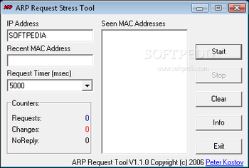 ARP Request Stress Tool screenshot