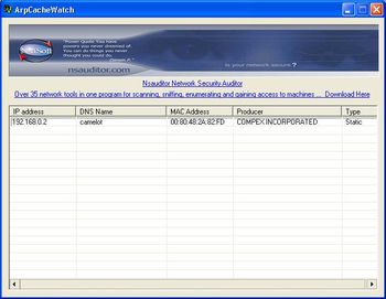 ArpCacheWatch screenshot