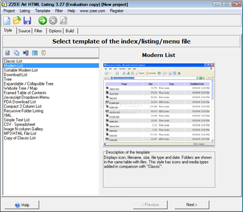 Art HTML Listing screenshot